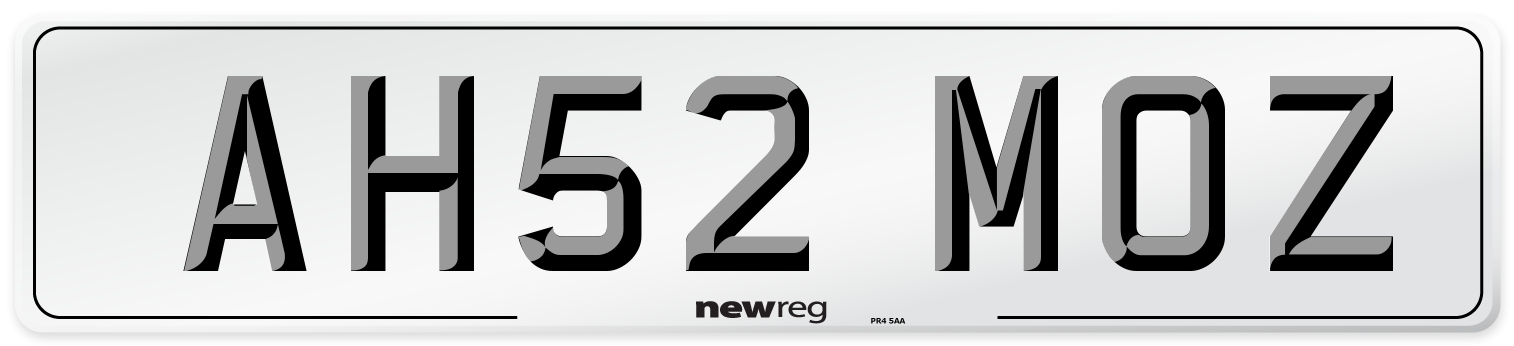AH52 MOZ Number Plate from New Reg